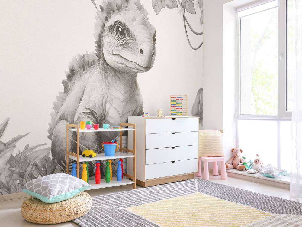 Baby-Ankylosaurus im beigefarbenen Dschungel