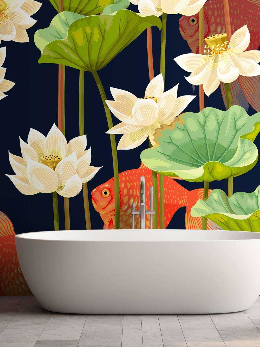Lotosblumen und Fische