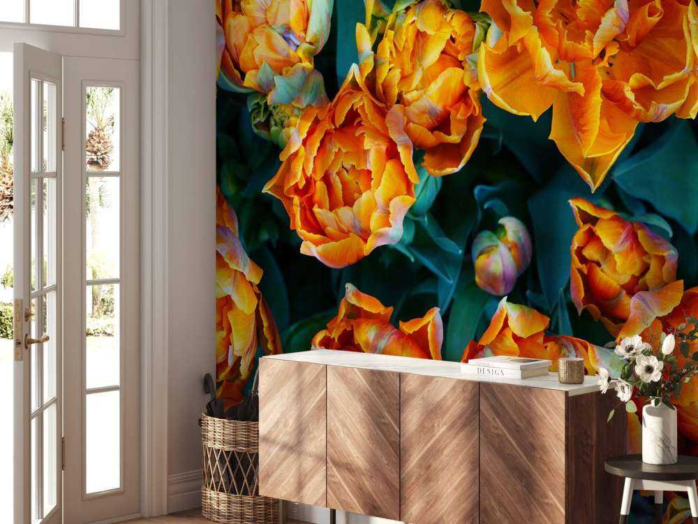 Nahaufnahme orangefarbene Tulpen