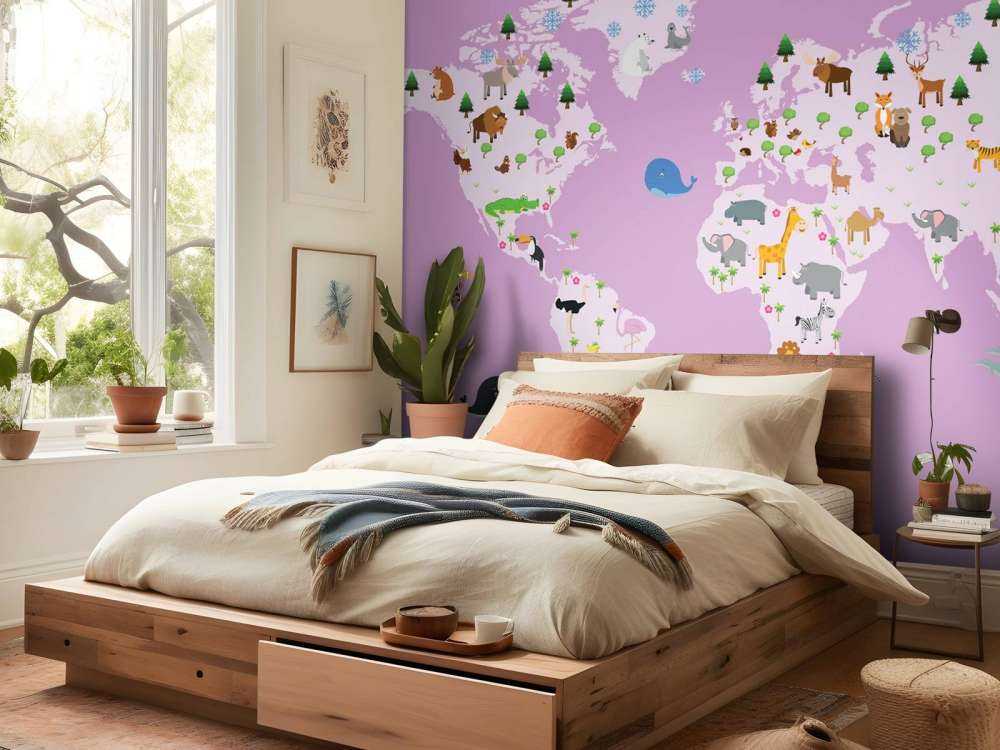 Kinder Weltkarte rosa