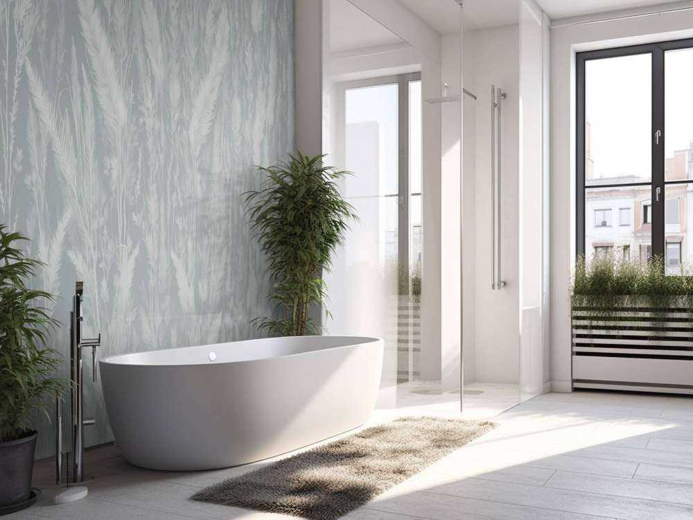 Wand von Feldgräsern - mintgrün