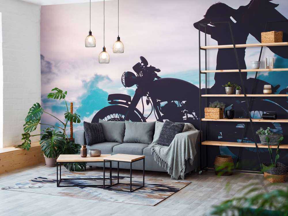 Silhouetten-Motorradfahrer
