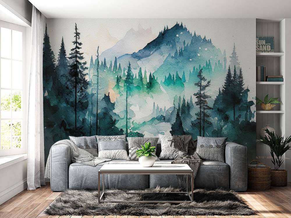 Wald in Aquarellfarben