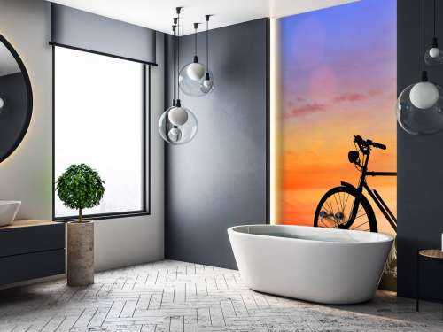 Oldtimer-Fahrrad bei Sonnenuntergang