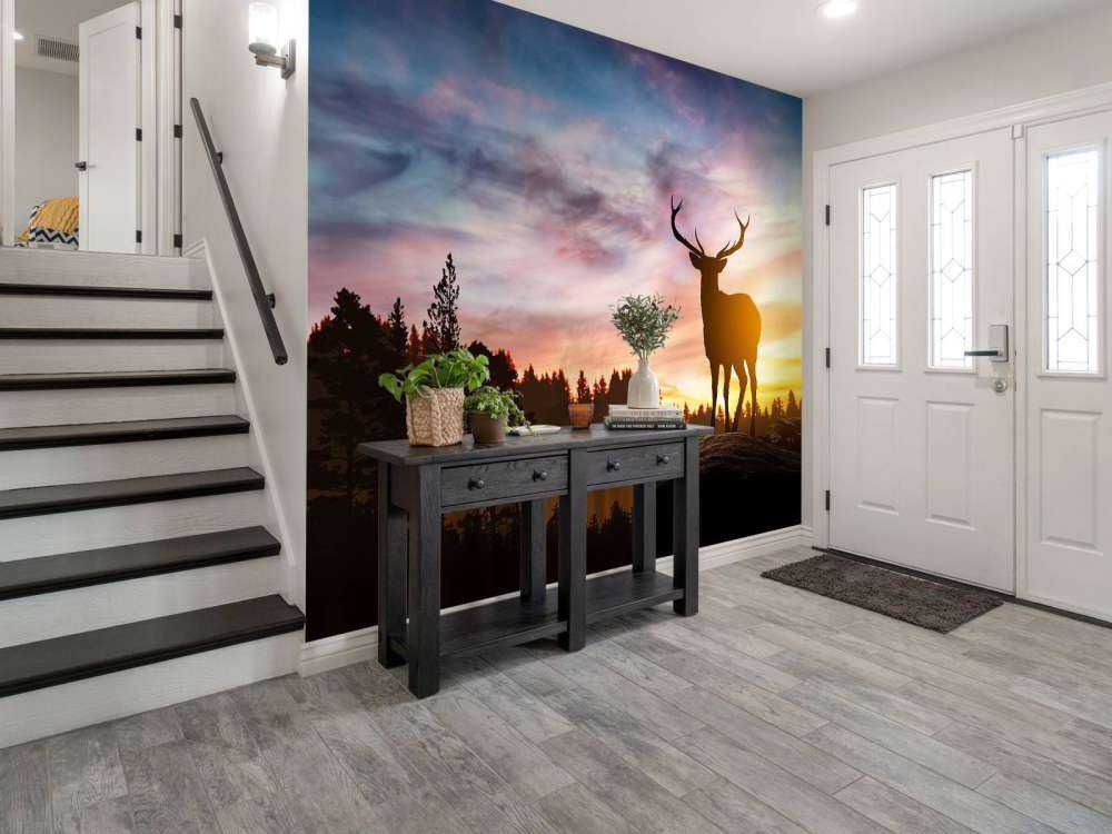 Hirsch mit Sonnenuntergang