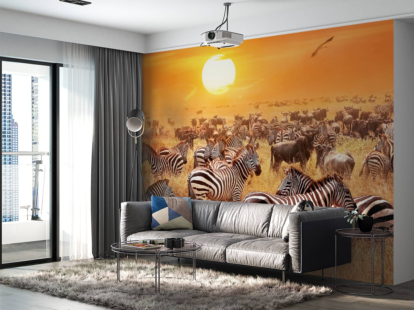 Savannensonne mit Zebras
