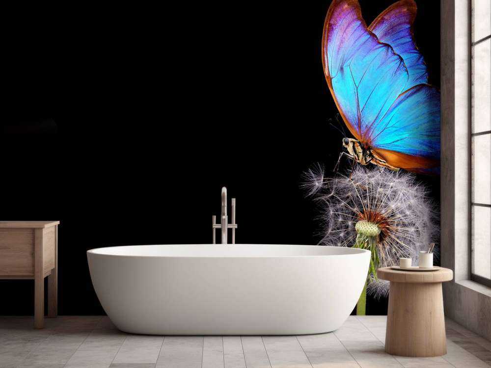 Blauer Schmetterling auf einem Löwenzahn