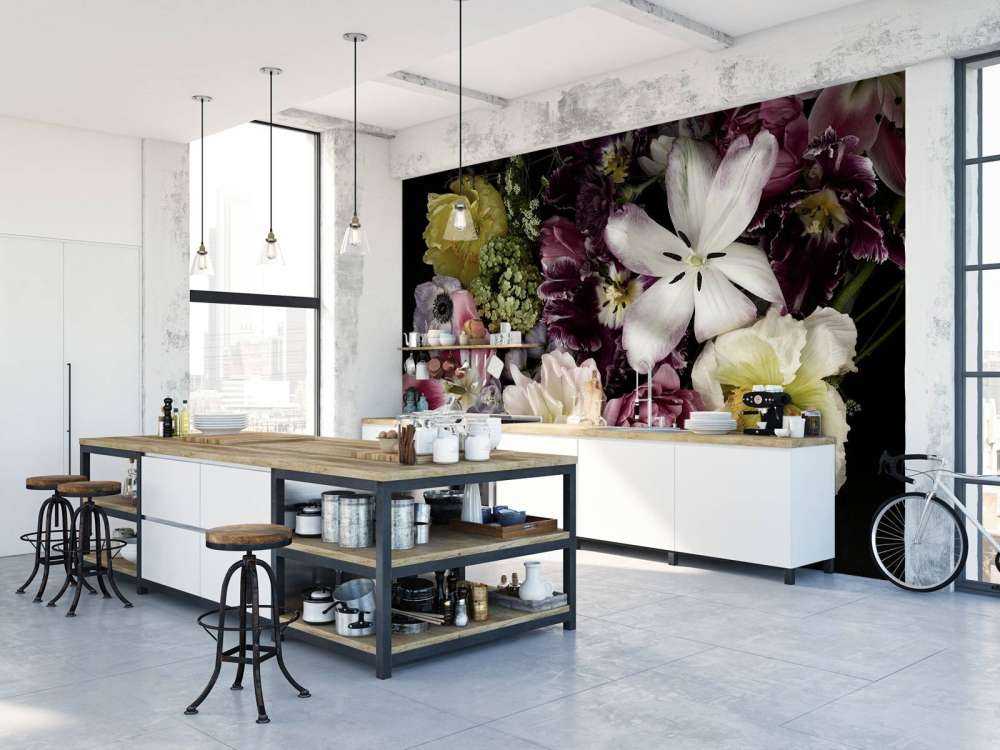 Bunte Blumen dunkel