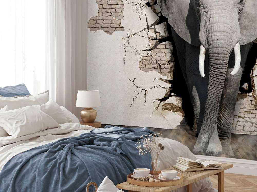 3D Elefant auf Fototapete