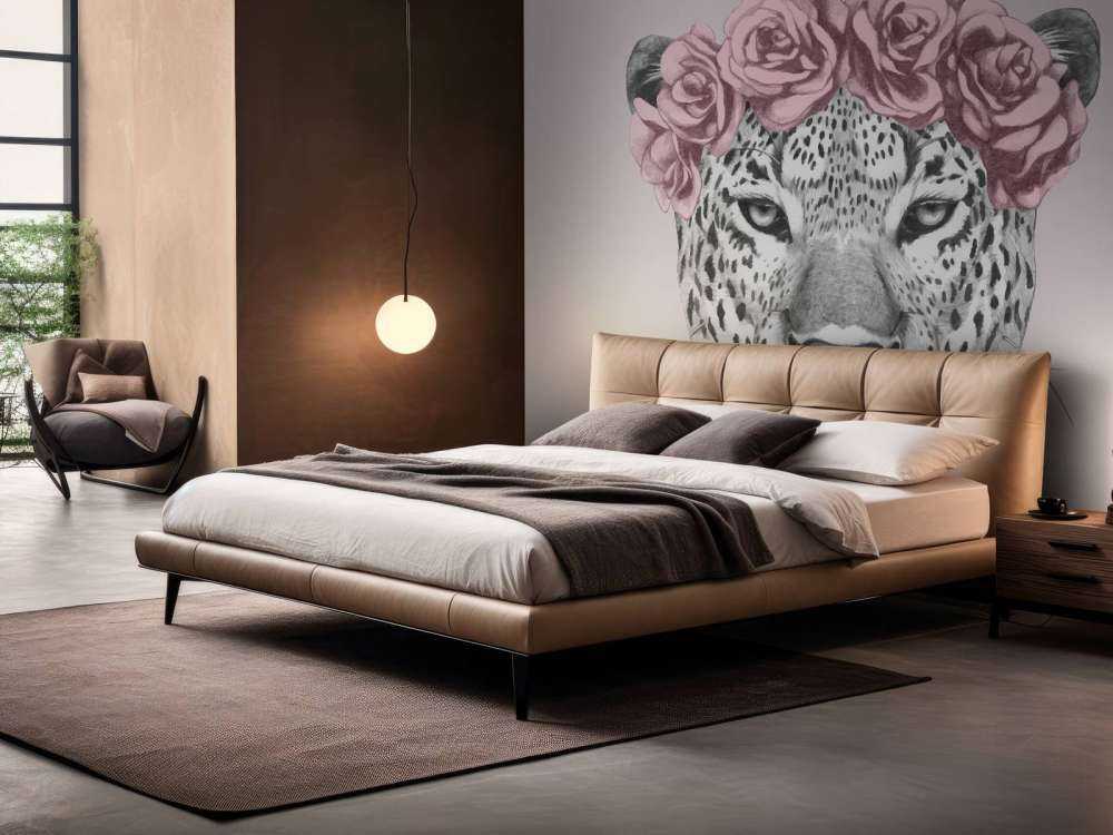Leopard mit rosa Blumen