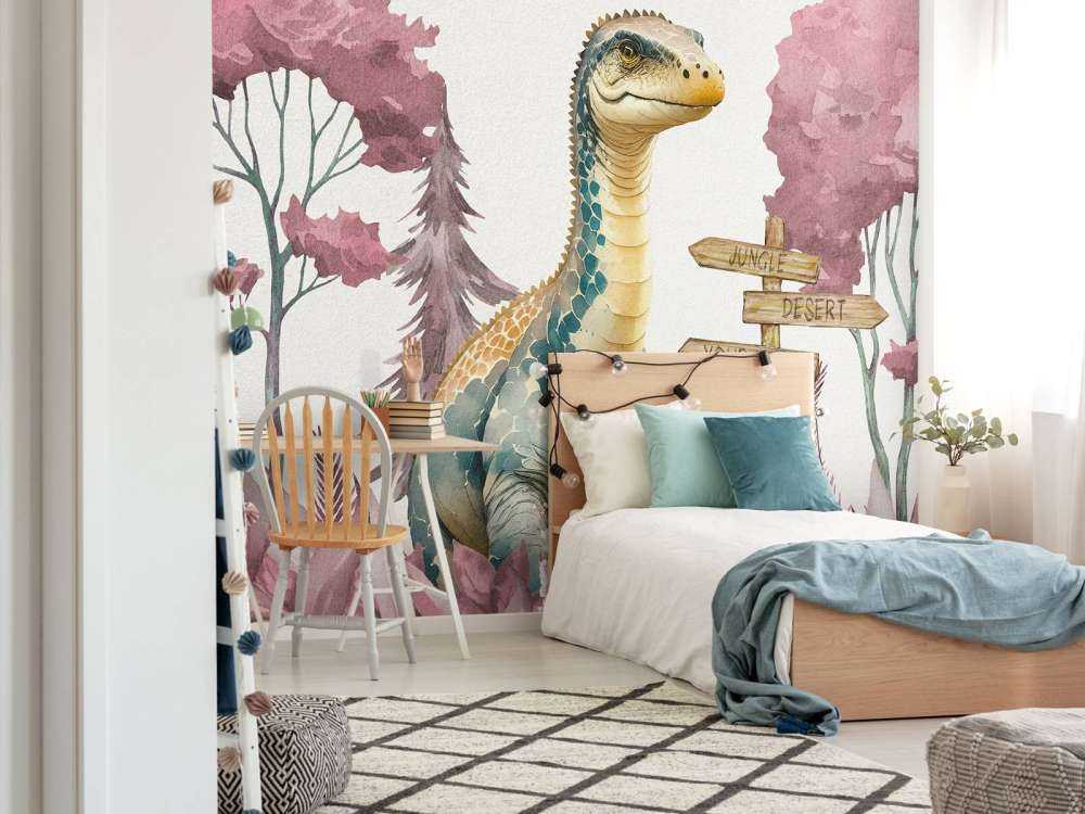Baby-Brachiosaurus im rosa Dschungel