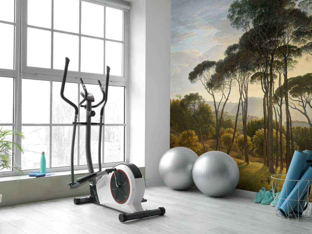 Italienische Landschaft mit Schirm Kiefern auf Fototapete