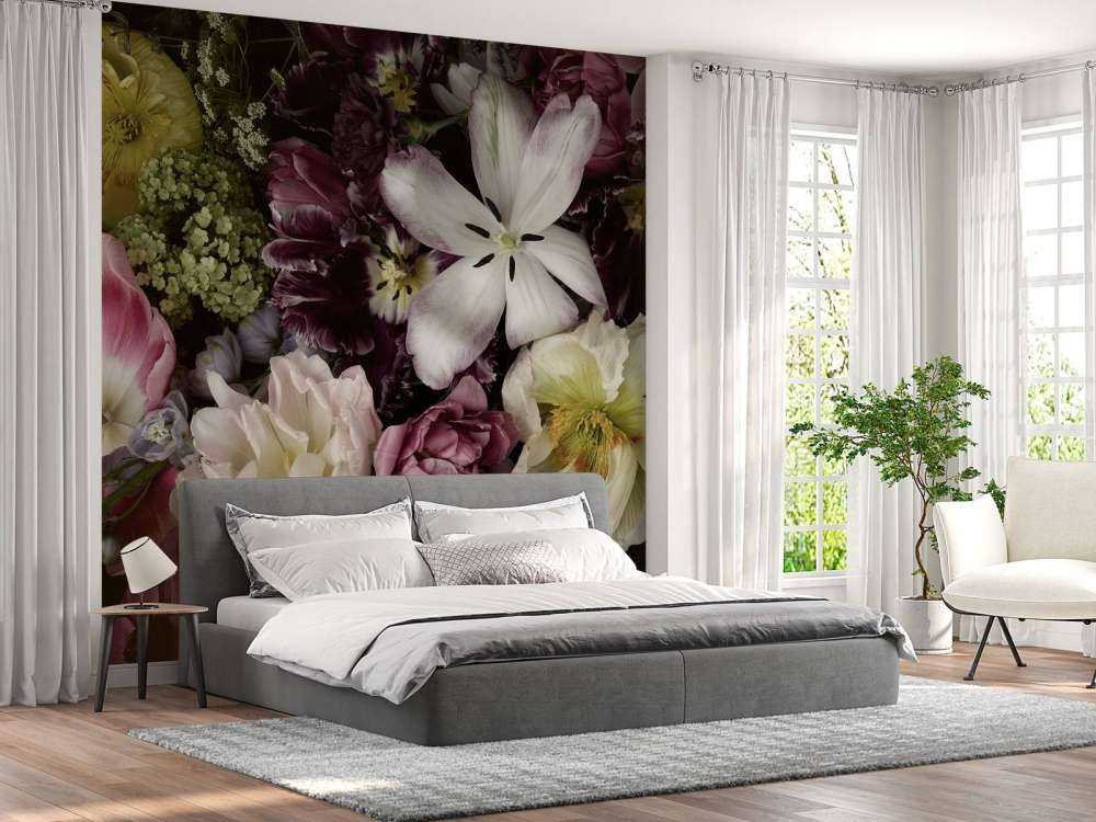 Bunte Blumen dunkel