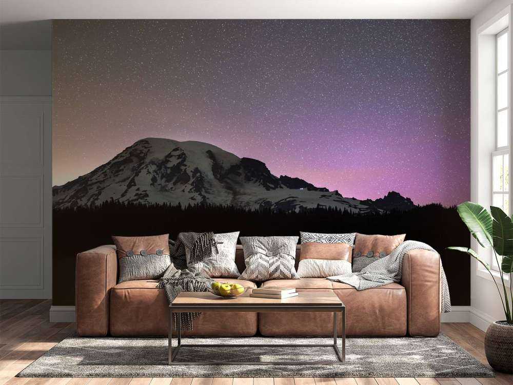 Mount Rainier mit Nordlicht