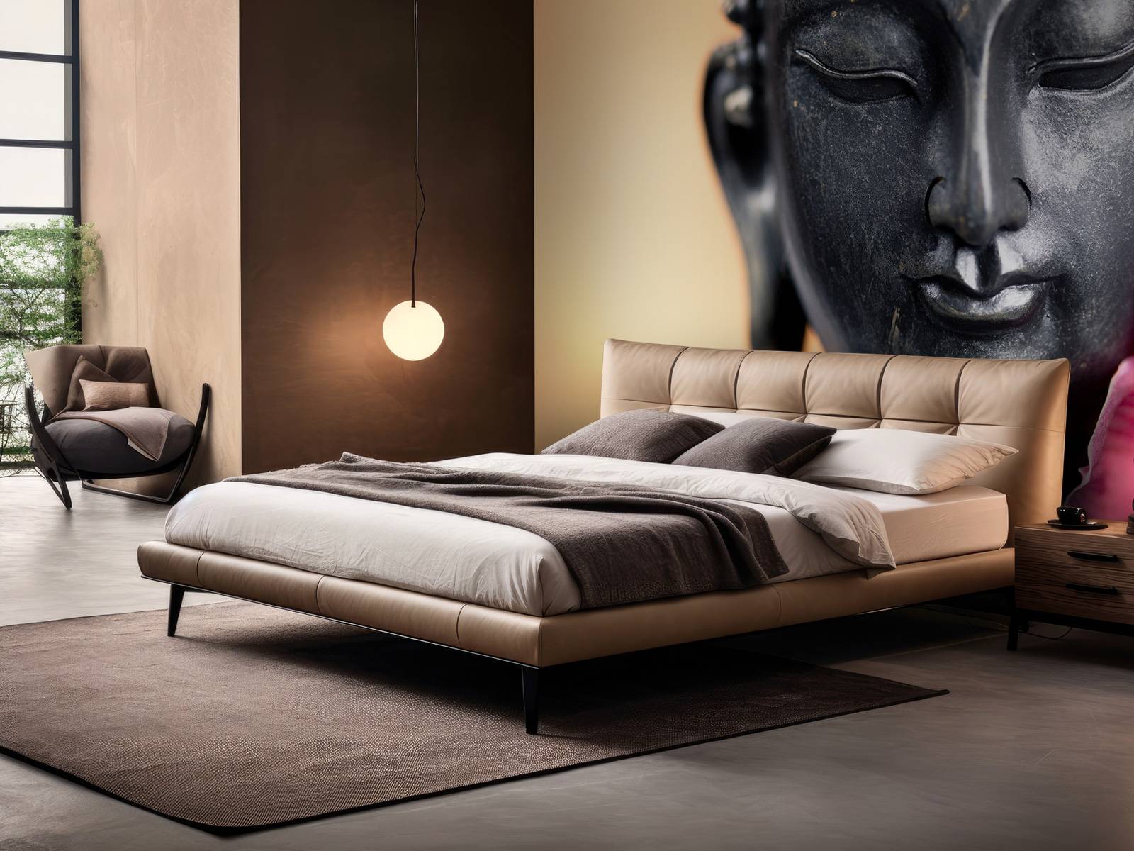 Buddha und rosa Orchidee