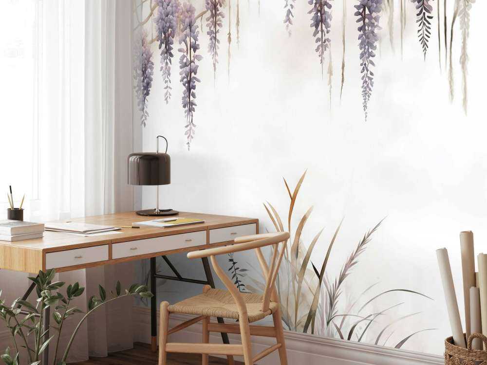 Wisteria und Feldgräser Beige