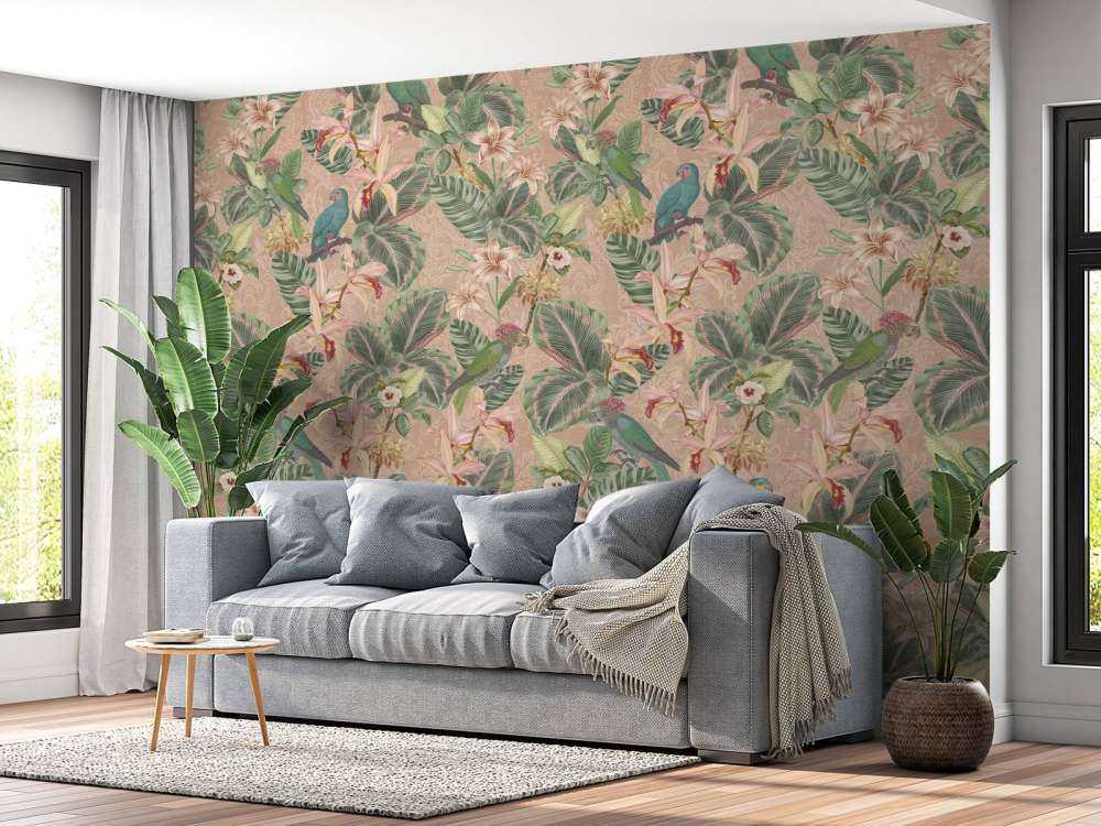 Tropical Jungle Vögel & Papageien - terracotta