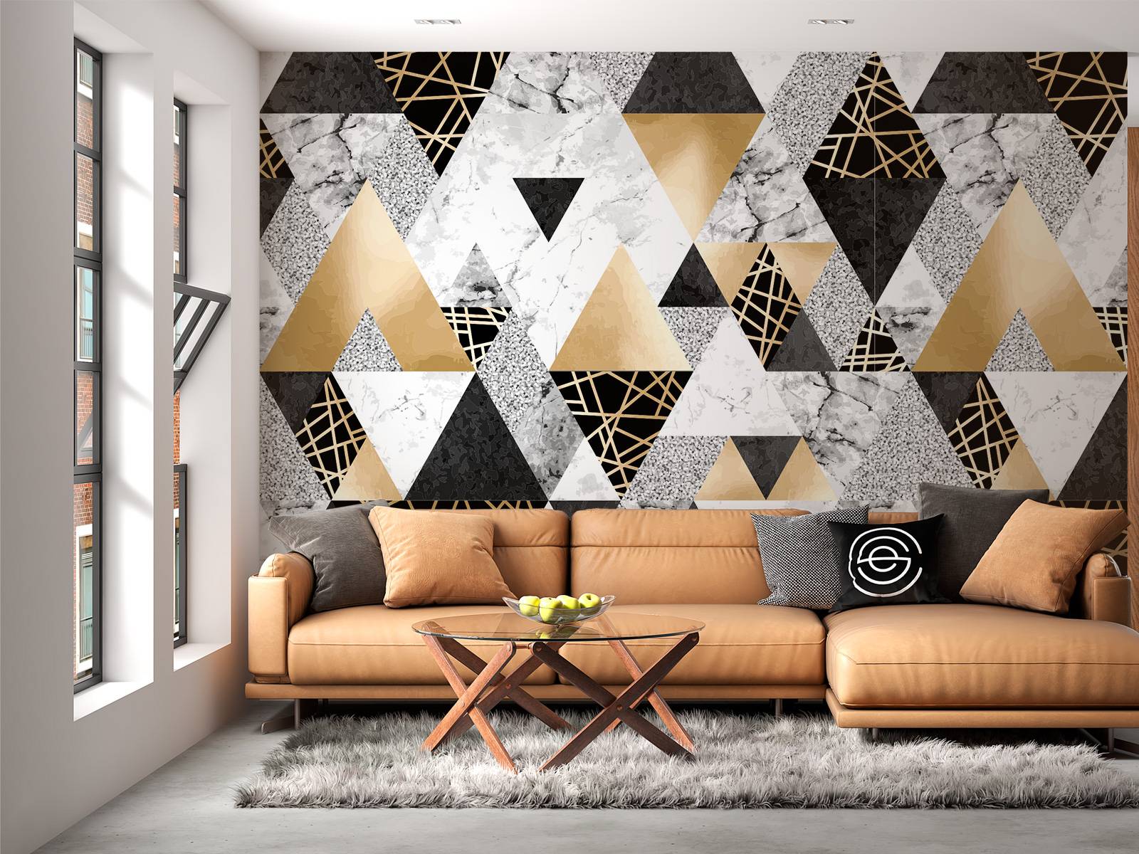 Marmor-Dreiecke mit Gold