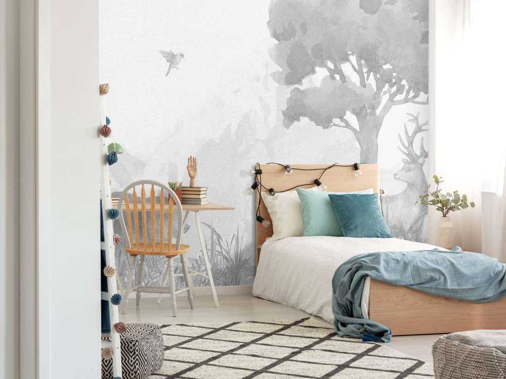 Waldtiere in Schwarz und Weiß