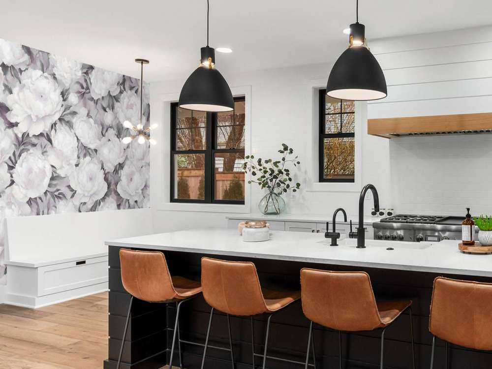 Peonies Wand Schwarz