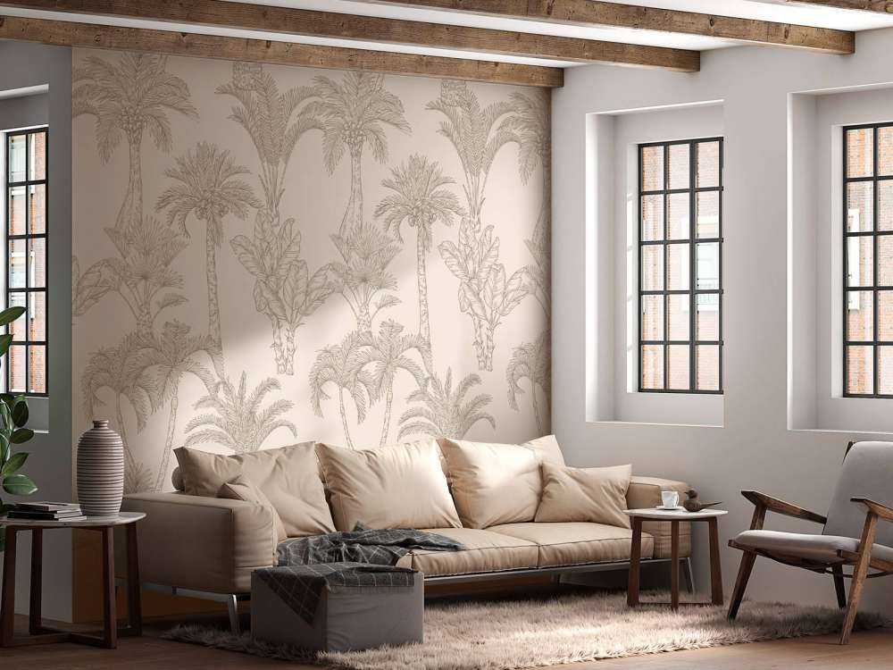 Dschungel Linien-Kunst beige