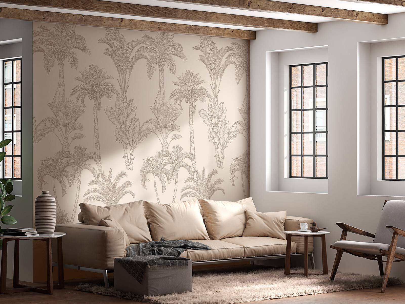Dschungel Linien-Kunst beige