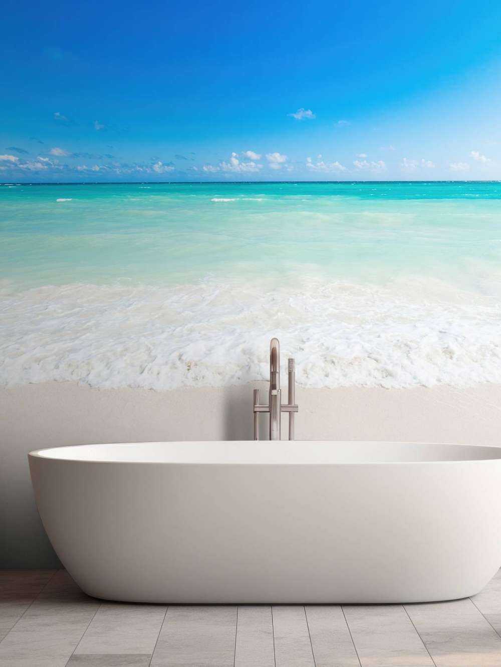 Weißer Strand mit Wellen