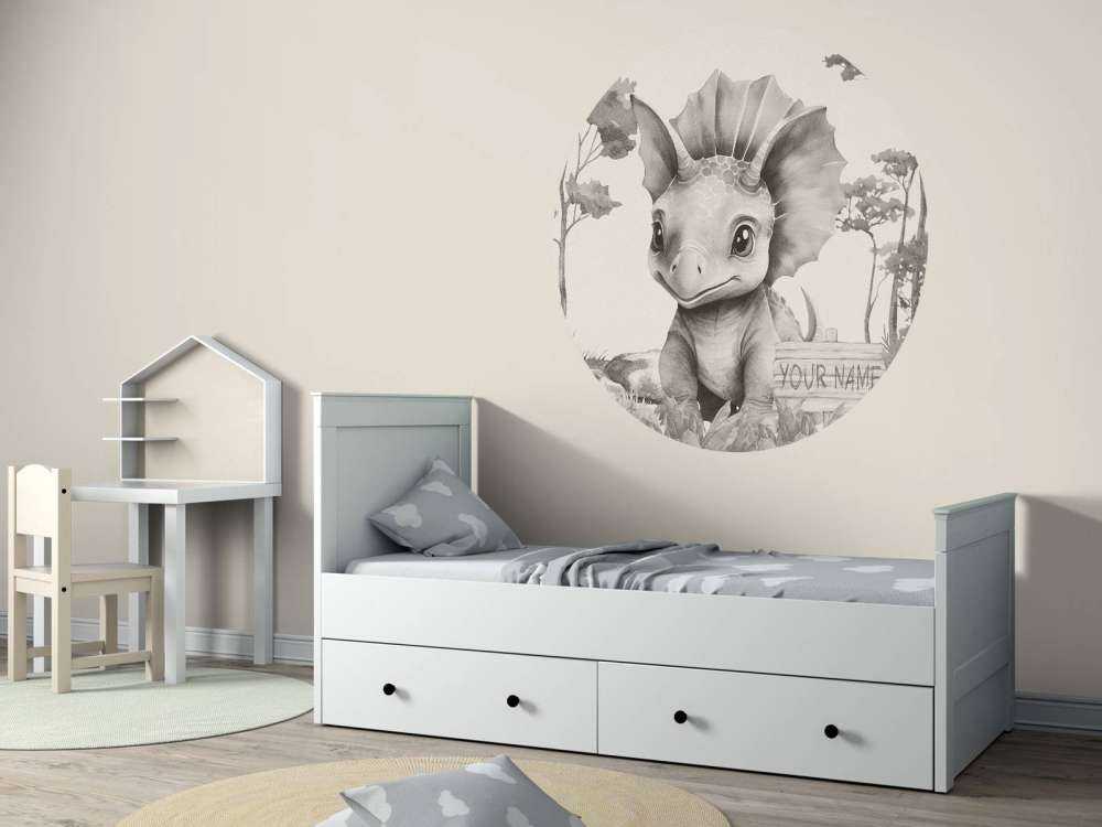 Baby-Triceratops im beigefarbenen Dschungel