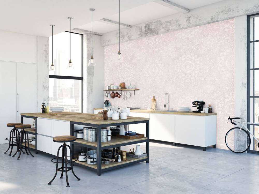 Goldenes Boho-Mandala - errötetes Rosa