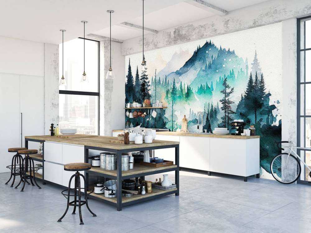 Wald in Aquarellfarben