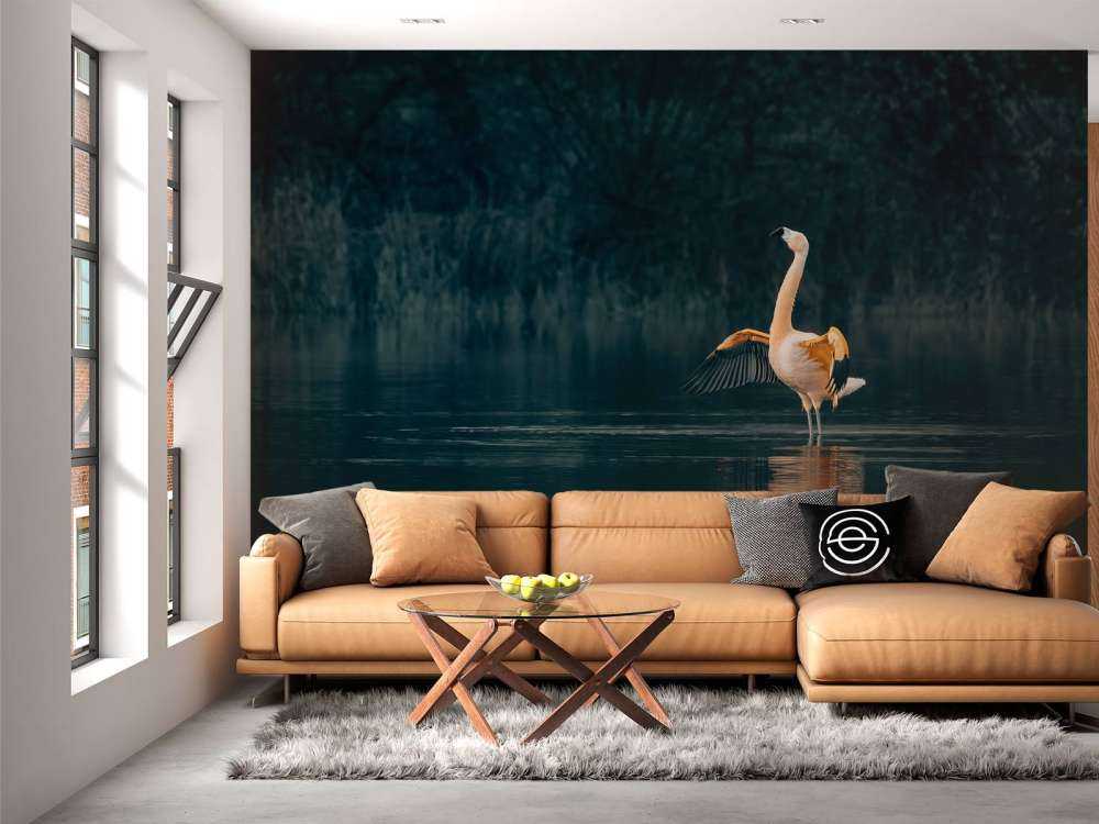 Flamingo in verlassenem See