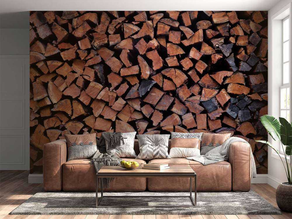 Gespaltenes und gestapeltes Holz