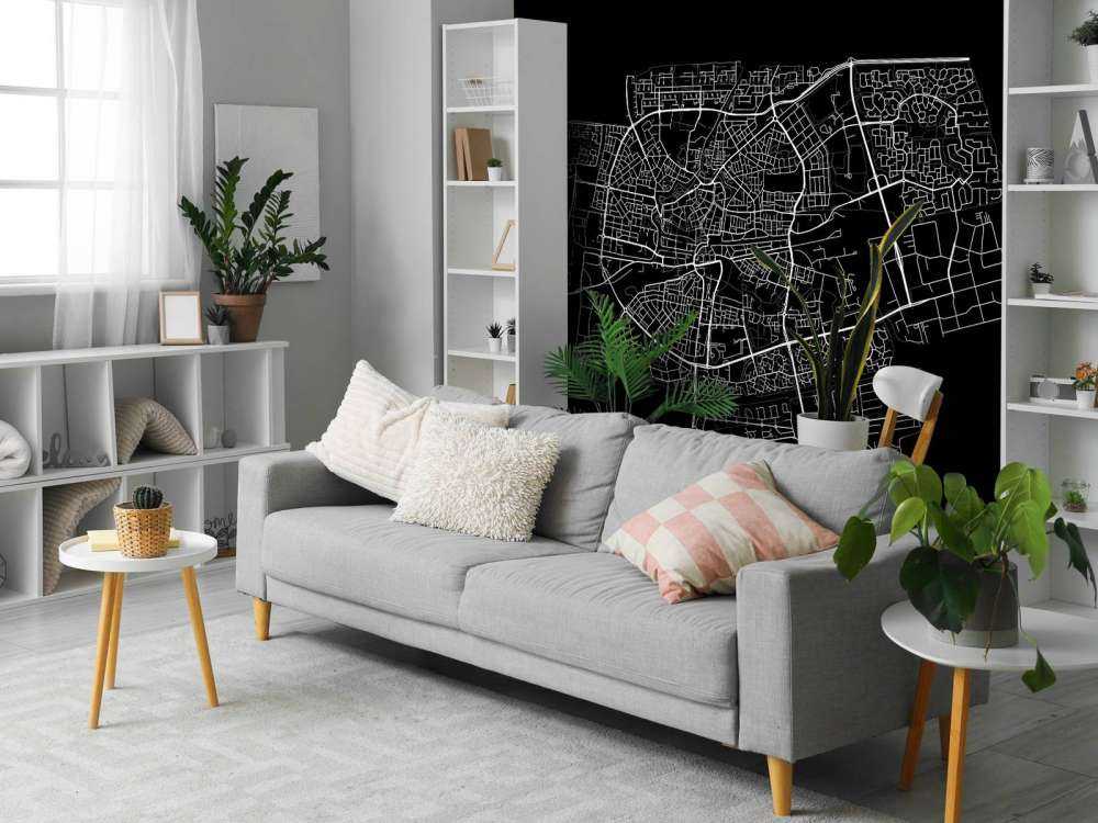 Karte von Leeuwarden, schwarz