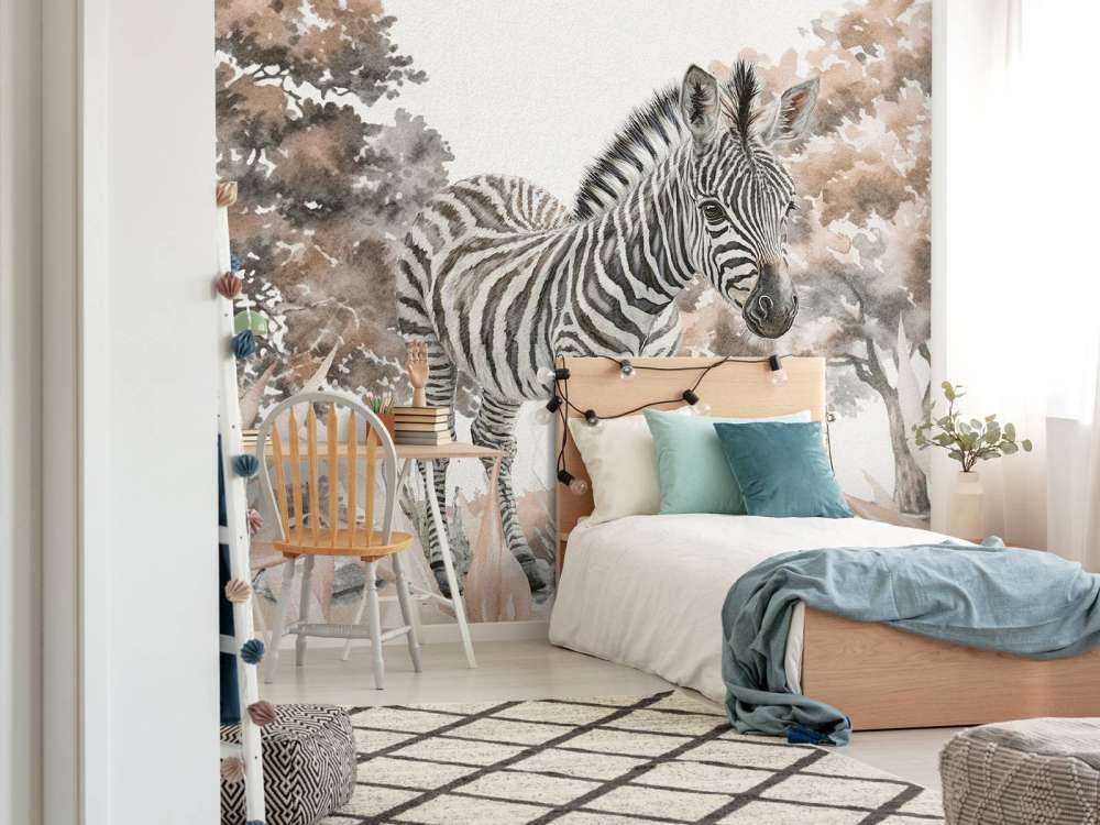 Junges Zebra in der Natur taupe