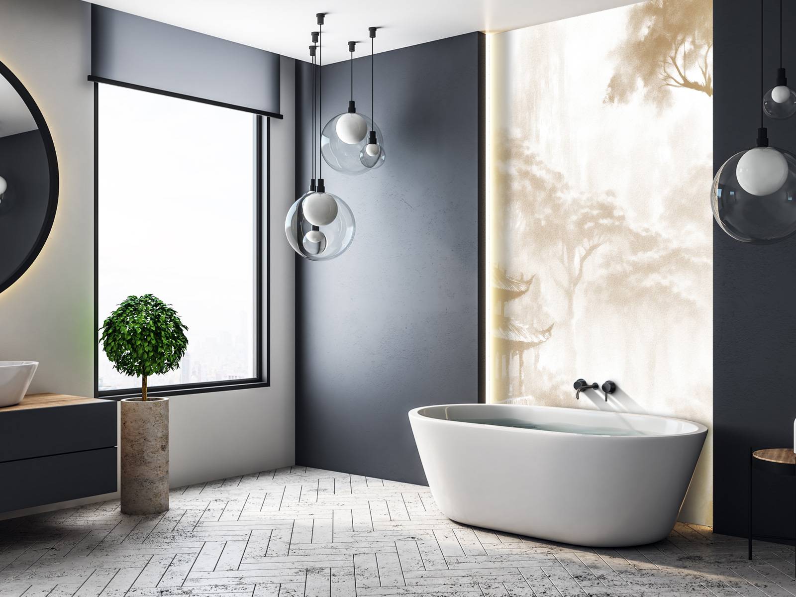 Nebeliges Orientalisches Pavillon, taupe