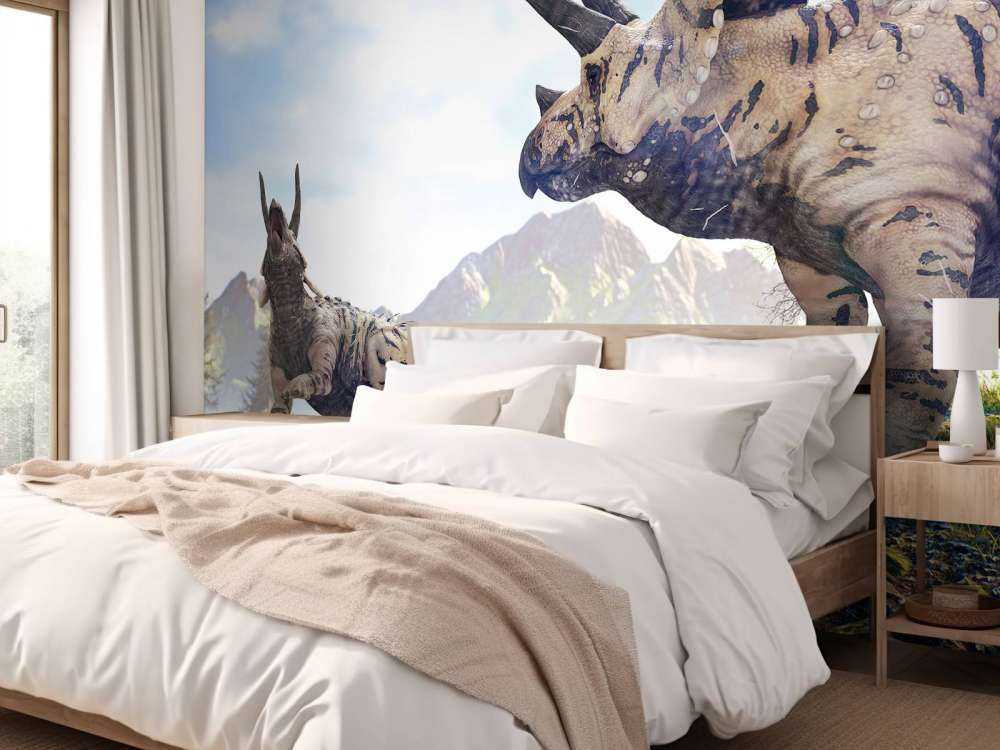 Dinosaurier wandern durch die Landschaft