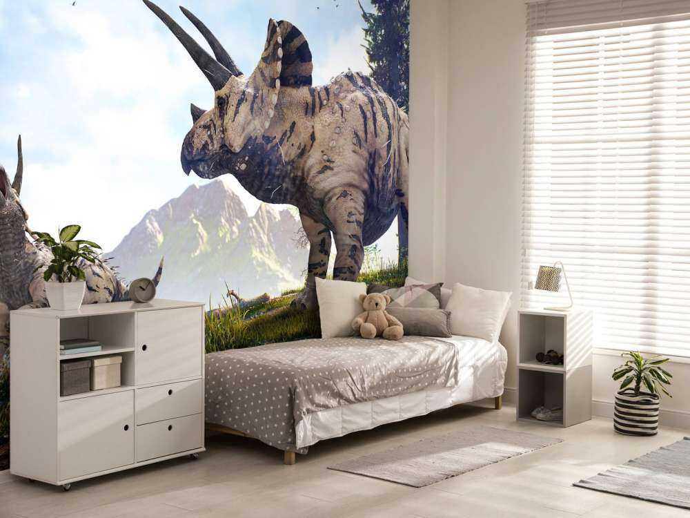 Dinosaurier wandern durch die Landschaft