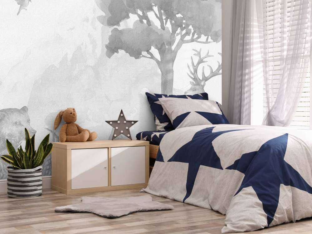 Waldtiere in Schwarz und Weiß