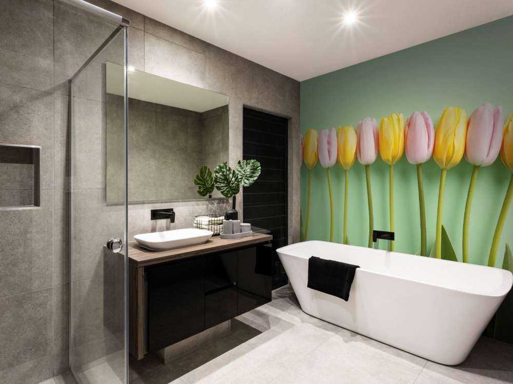 Tulpen auf minzgrüner Hintergrund