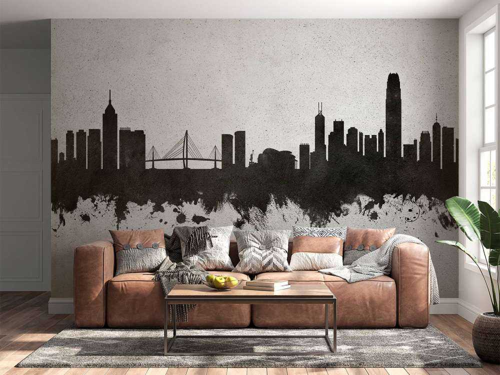Aquarell-Skyline, Hongkong