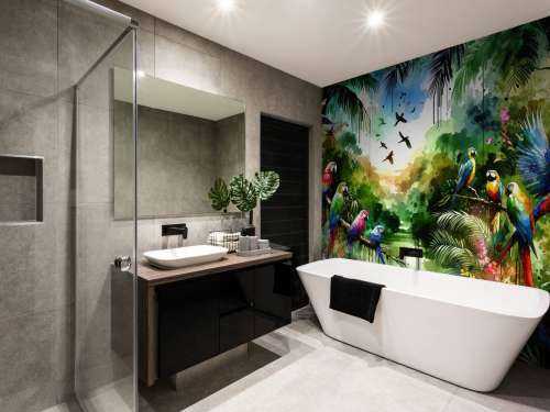 Watercolor Tropical Birds In The Jungle