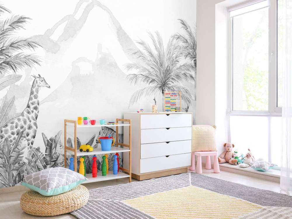 Dschungeltiere in schwarz-weiß