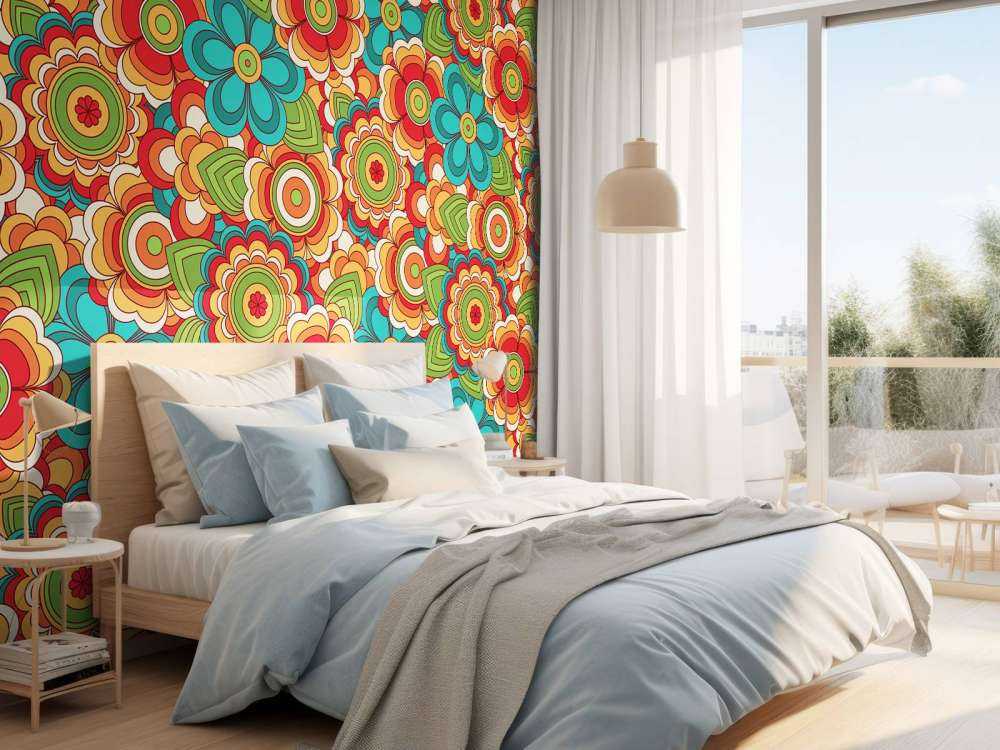 Bunte Retro Blumen