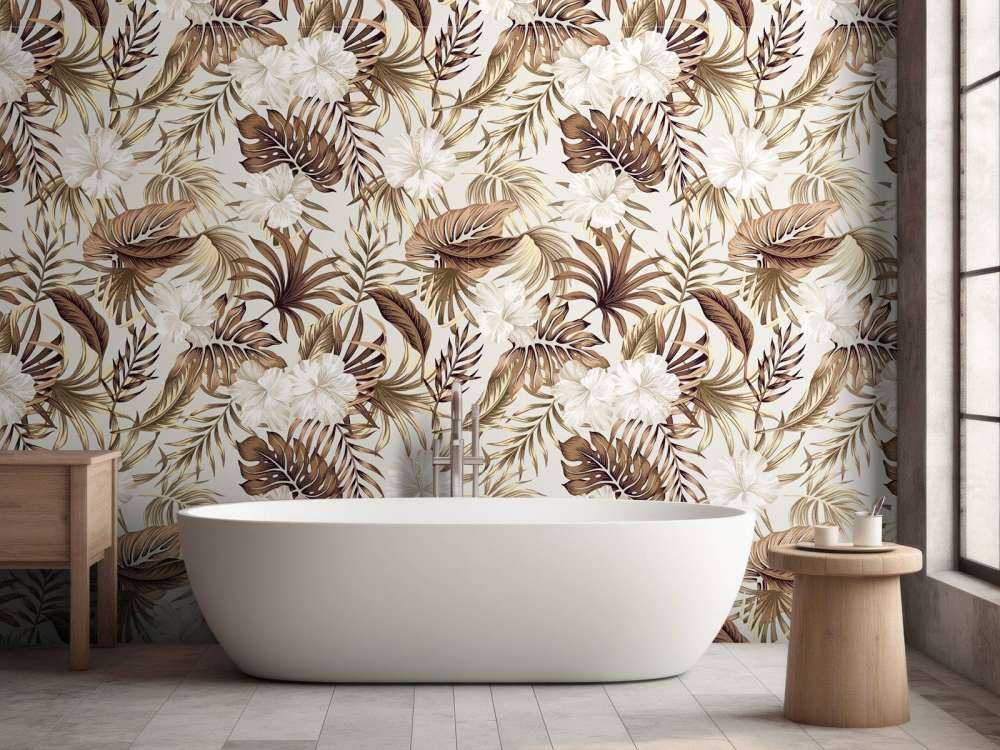 Tropische Blumen, beige