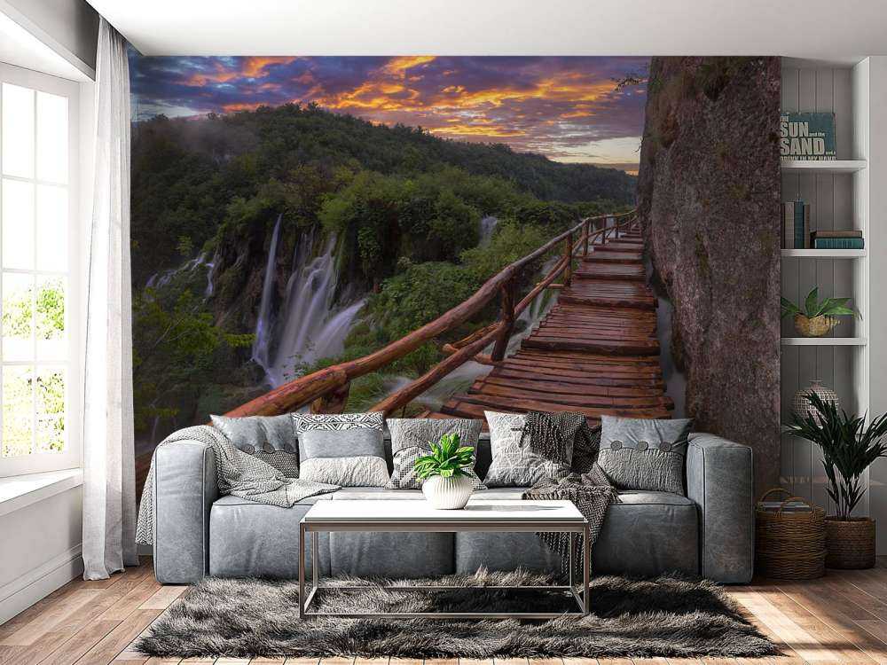 Brücke mit Sonnenuntergang