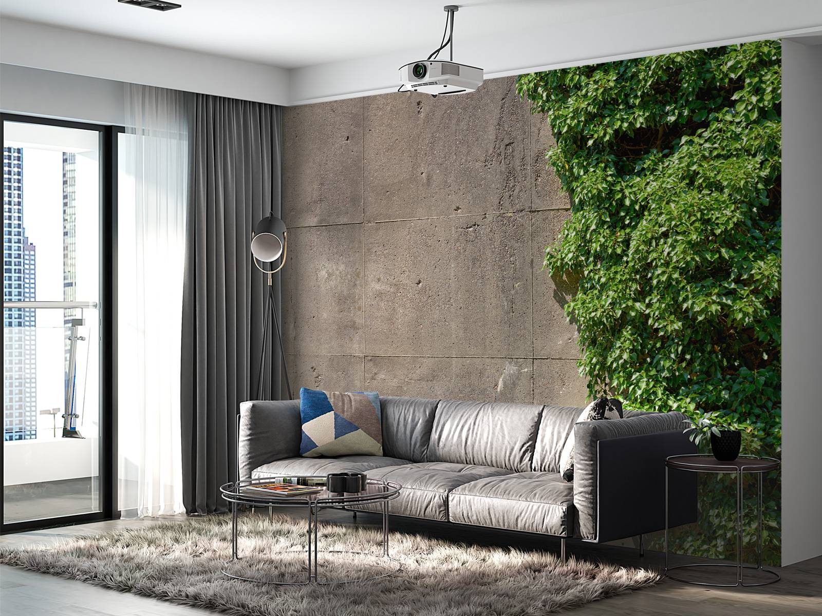 Beton mit Strauch