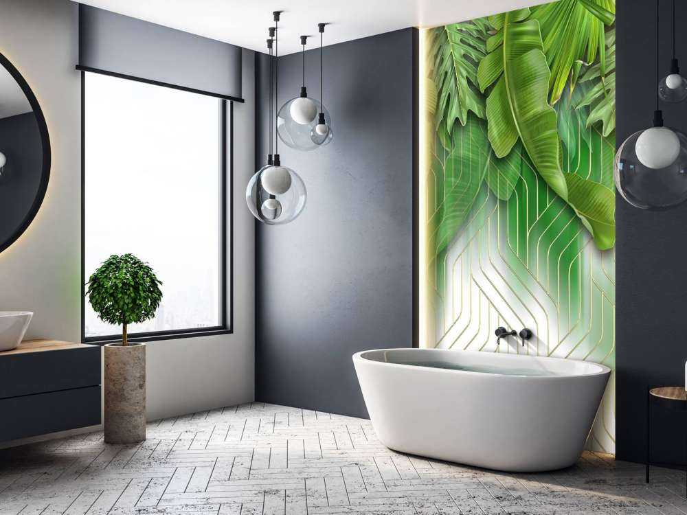 Goldene Linien Effekt mit grünen Blättern