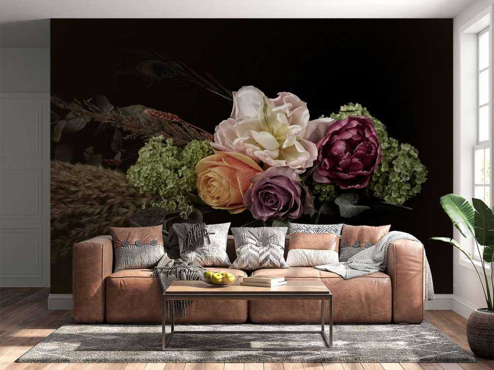 Pfauenfeder Blumenstrauß