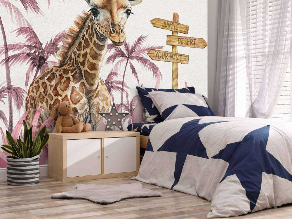 Baby-Giraffe im Dschungel rosa