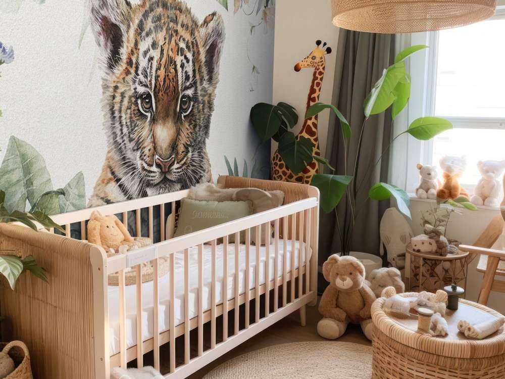 Niedlicher Tiger mit Pflanzen